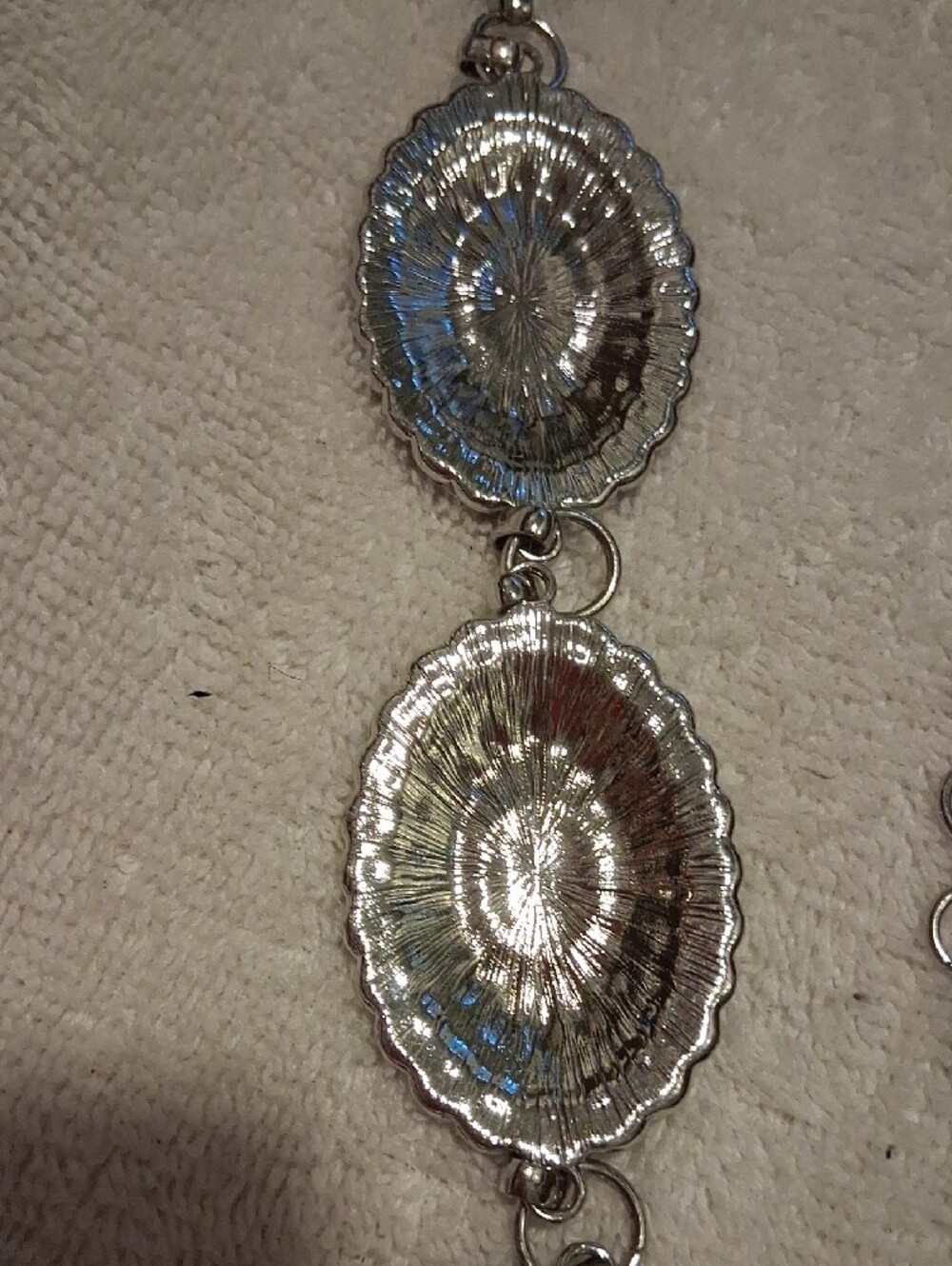 Silver-Tone Oval Concho Belt with Turquoise Accents - Picture 4 of 4